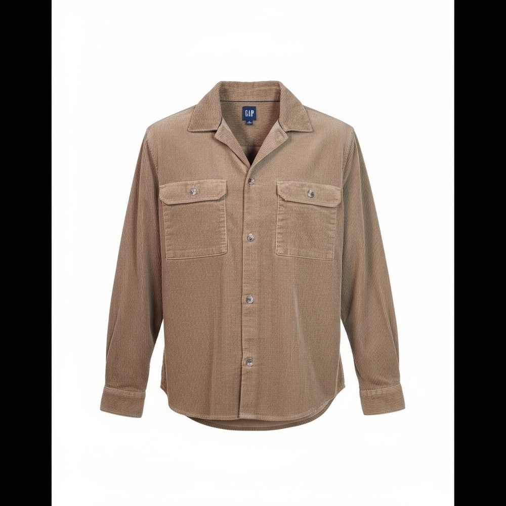 GAP Corduroy Shirt Jacket Shacket Tan Brown Button Up Mens medium